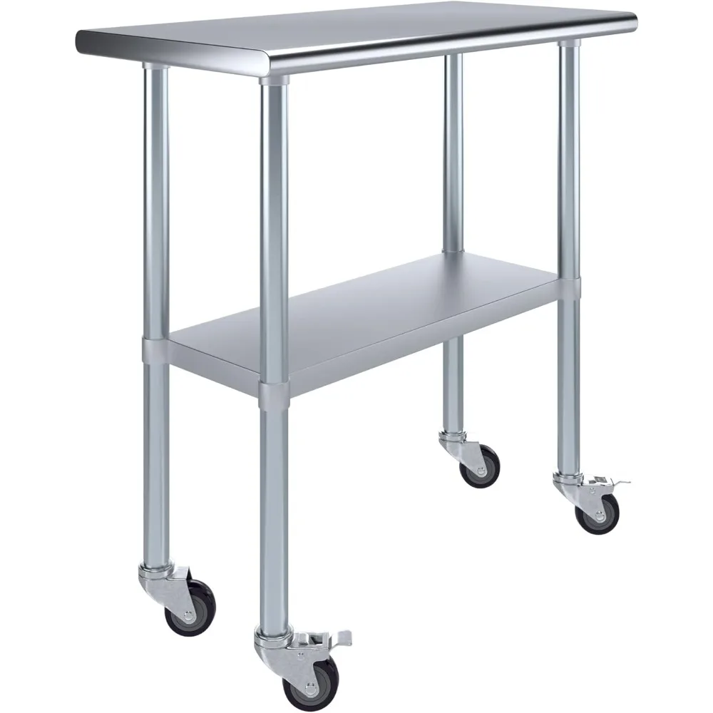 

Commercial Stainless Steel Work Prep Table 18 x 36 with Wheels 4 Casters - NSF