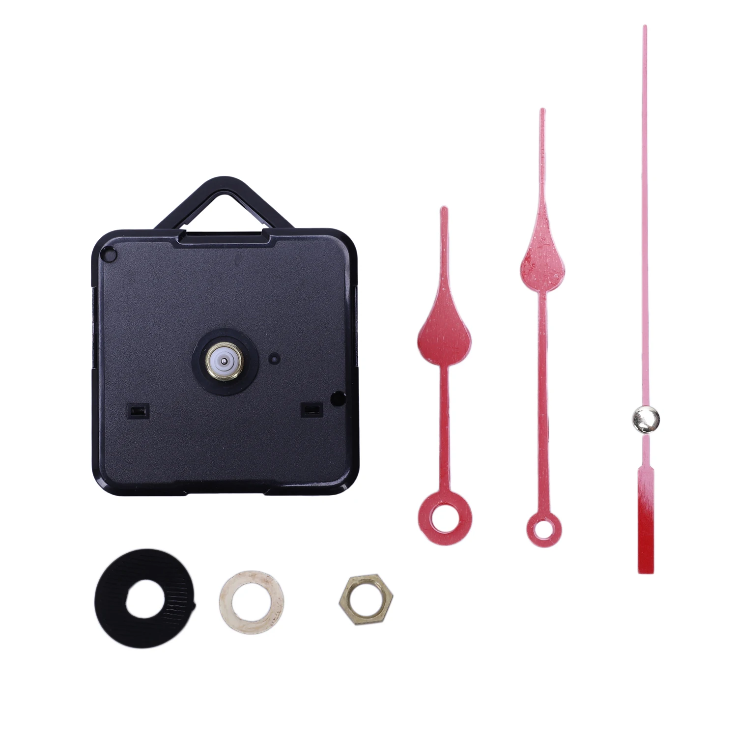 Piezas de reparación de reloj de pared de repuesto, mecanismo de movimiento de péndulo, Motor de reloj de cuarzo con Kit de manos y accesorios (negro + rojo)