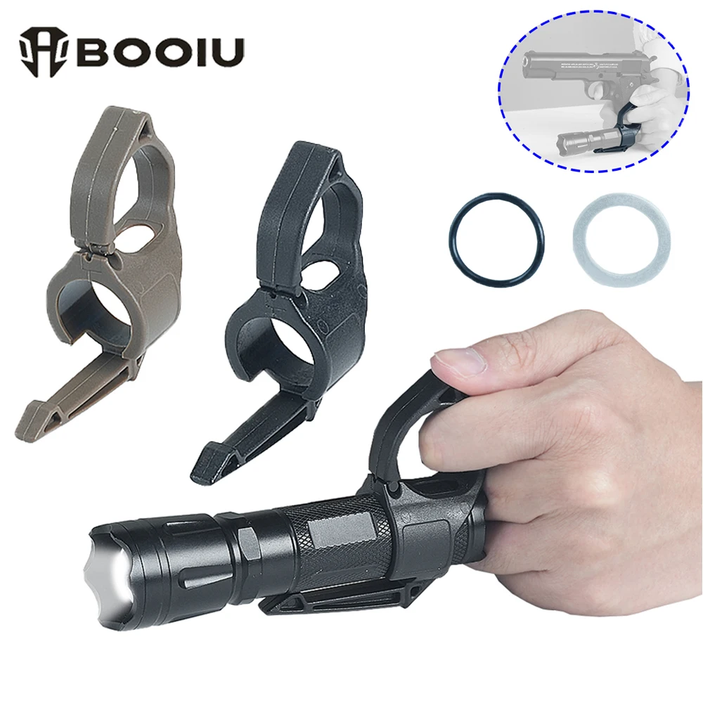 

BOOIU Flashlight Holder Adapter Nylon Outdoor Portable Anti-slip Finger Ring Flashlight Compatible Pocket Clip Accessories