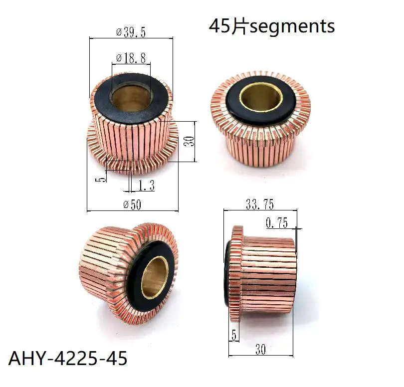 

5Pcs 18.8x39.5x30(33.75)x45P Copper Bars Electric Motor Commutator AHY-4225-45