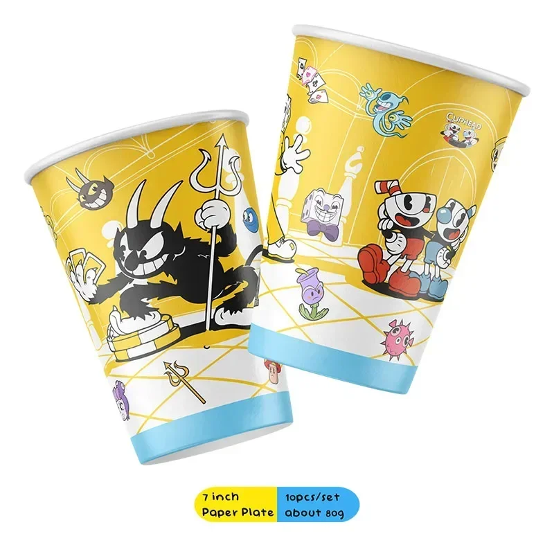 Cuphead Cartoon Theme Birthday Party Decoration Supplies Disposable Cups plate Balloon Background Baby Shower Children Gift Toy