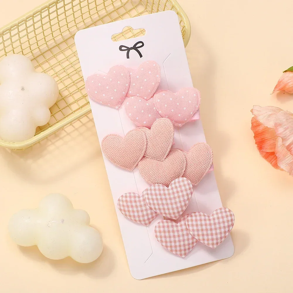 6 Teile/satz Mini Haar Clips für Mädchen Elegante Herz Designs Nette Kopfbedeckungen Schöne Kinder Haar Zubehör Outdoor Tragen – Detail 1