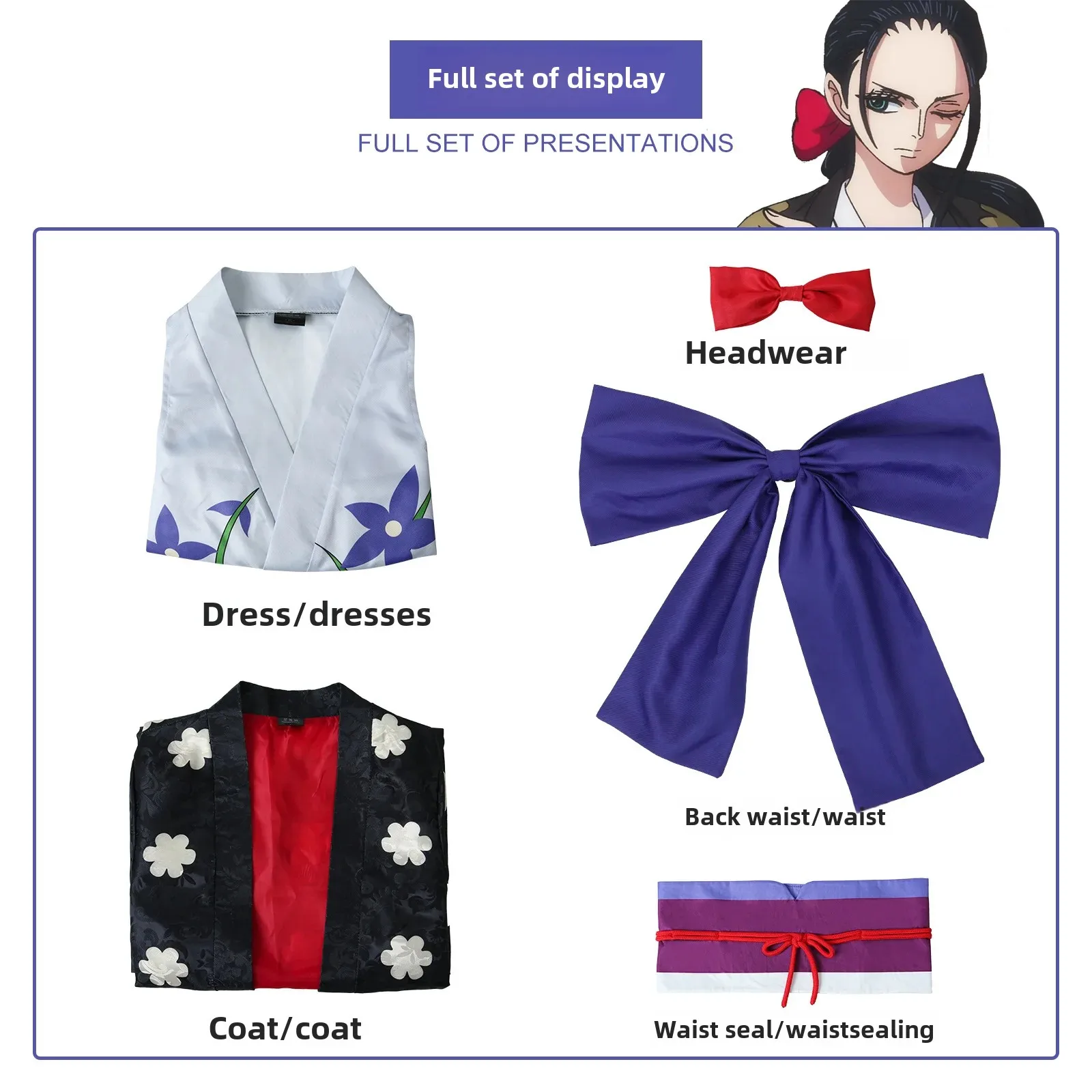 Anime kobiety Miss Allsunday Nico Robin przebranie na karnawał wspaniały ciemny nadruk odzież Kimono dla kobiet akcesoria do kokardek na imprezę