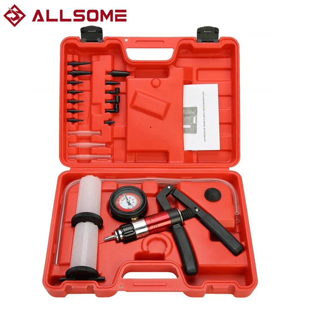 ALLSOME – outil de Diagnostic automatique pour voiture, pistolet à vide portatif, pompe à main, adaptateur de purgeur de frein, réservoir de fluide, testeur d'huile, Kit d'outils