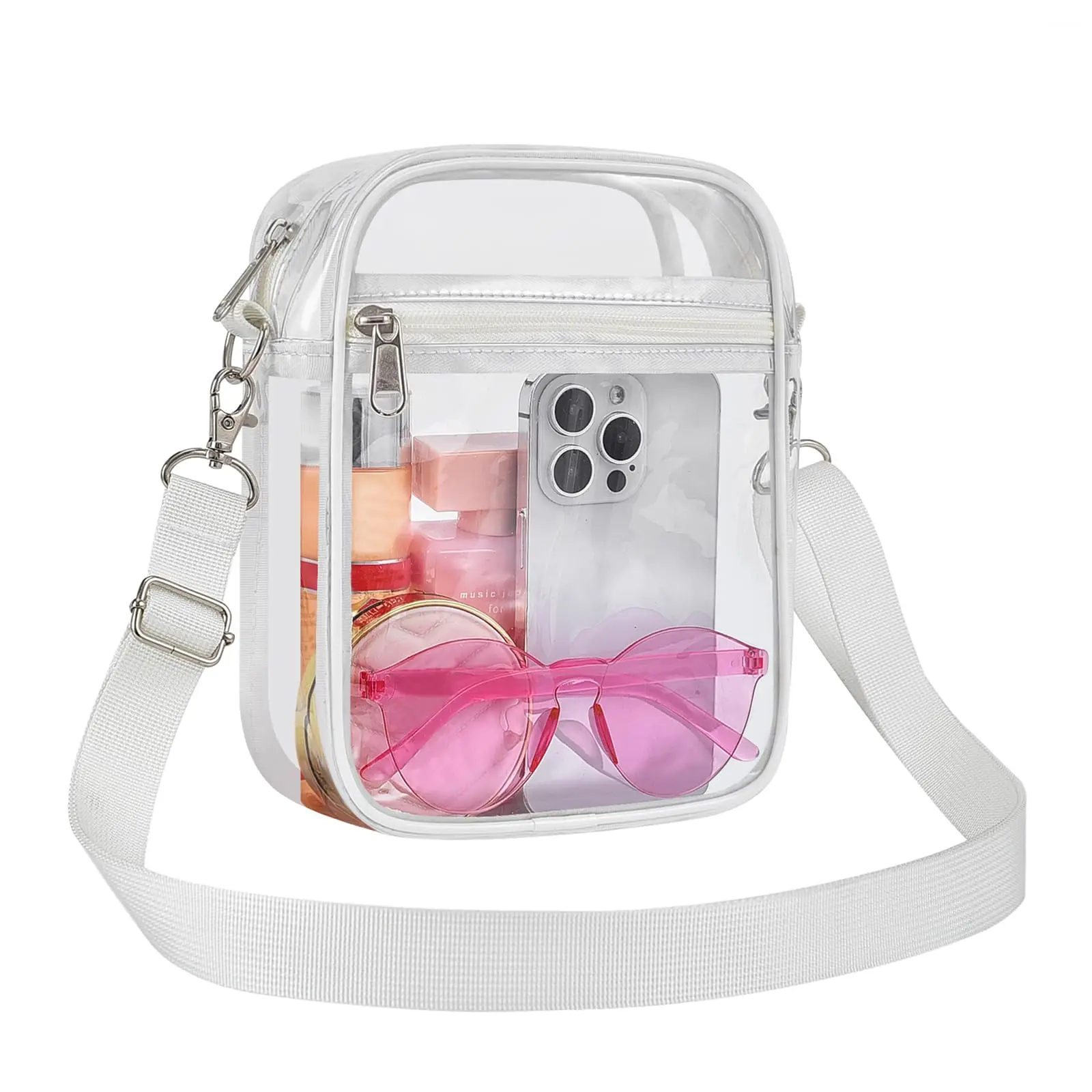 

Clear Bag for Stadium Events - PVC Clear Purses for Women，Stadium Approved Crossbody Messenger Bag for Concerts, Sporting Events