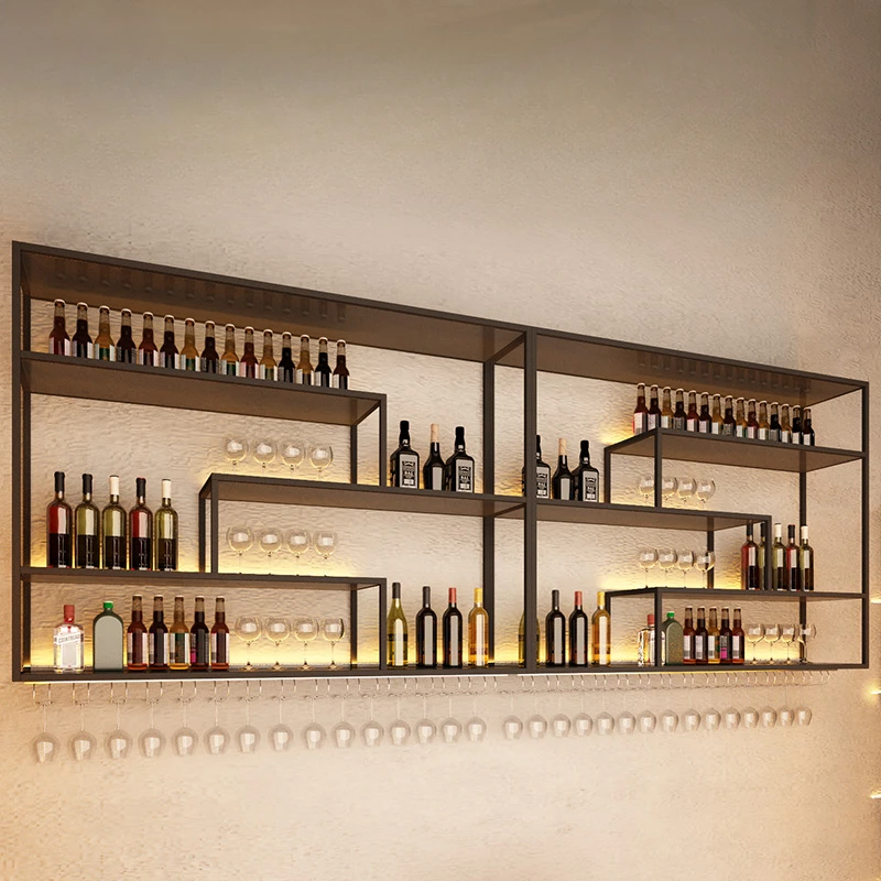 Restaurant Club Wall Wine Shelf Bar Cabinet Luxury Shop Showcase Stand Entrance Hall Farmhouse Curio Botellero Vino Furniture