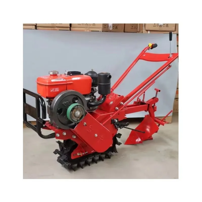 7HP 8HP Chain Track Tiller Multifunctional Chain Track Micro Tillage Machine Mini Rotary Tiller  Diesel Power Tiller