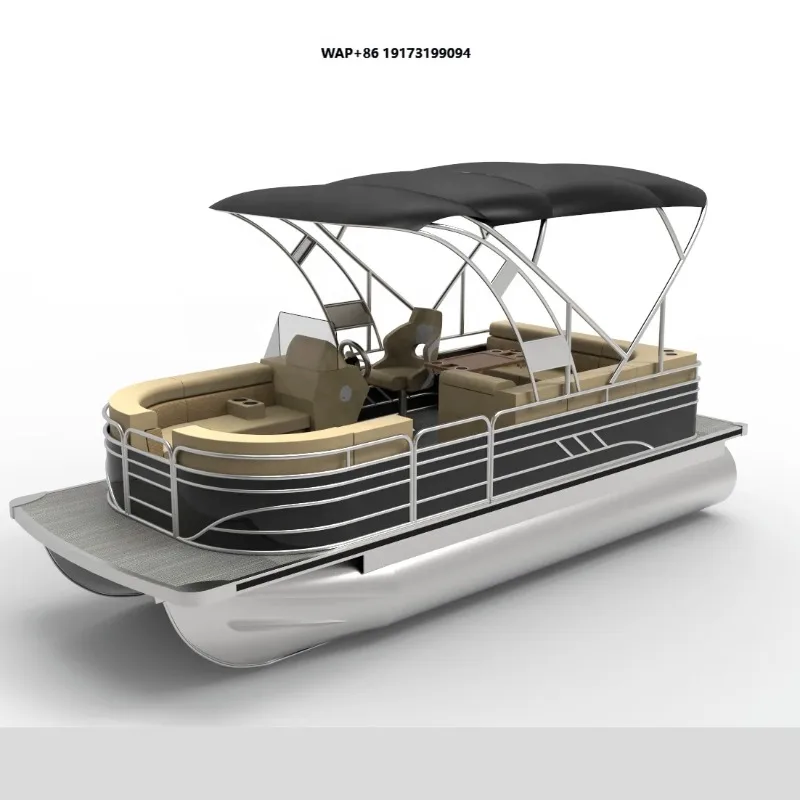 Mini Floating Yacht  Fishing Aluminum Small Pontoon Boat Fishing  with Motor  for Sale