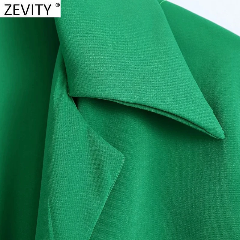 Zevity Women Fashion Turn Down Collar Knotted Green Color Short Smock Blouse Female Long Sleeve Slim Shirt Chic Crop Tops LS9465