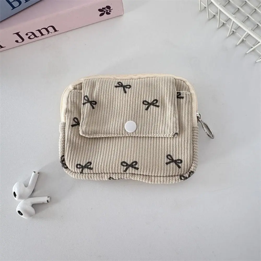 Leopard Print Corduroy Printed Storage Bag Polka Dot Bow Ethnic Style Coin Purse Korean Style Small Floral Print
