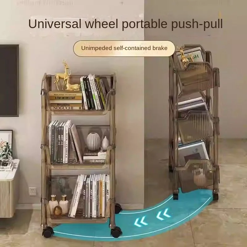 Movable Floor Standing Bookshelf Storage Rack Children's Desk Integrated against Wall Easy Storage Organizer for Classrooms
