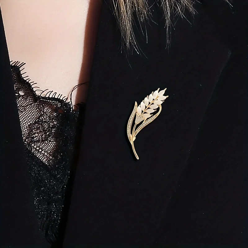 1pc Elegant Wheat Crystal Brooch - Perfect Suit Coat Pin and Accessory Jewelry view 2