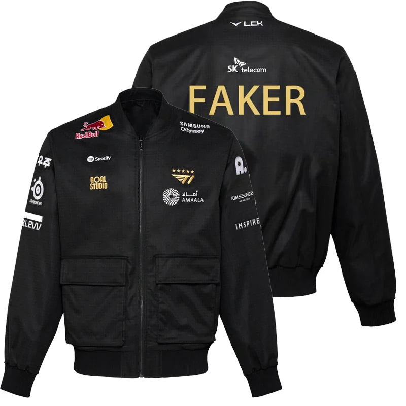 الأكثر مبيعا 2025 T1 WORLDS FAKER الزي الرسمي Veste LOL LCK نهائيات Du Monde Jersey SKT T1 Esports FAKER GUMAYUSI KERIA Jersey Customi