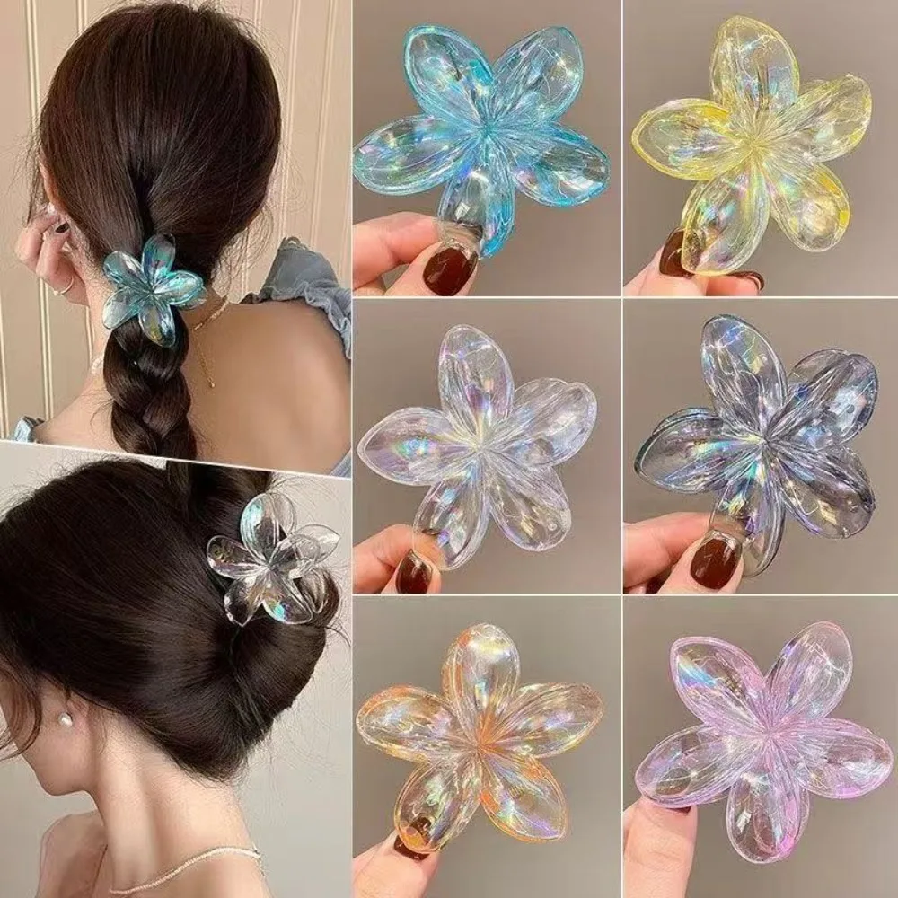 

1/2PCS New Gradient Large Flower Acrylic Hair Clip for Women Sweet Hair Claws Crab Clamp Barrettes Hawaiian Headwear Accessories