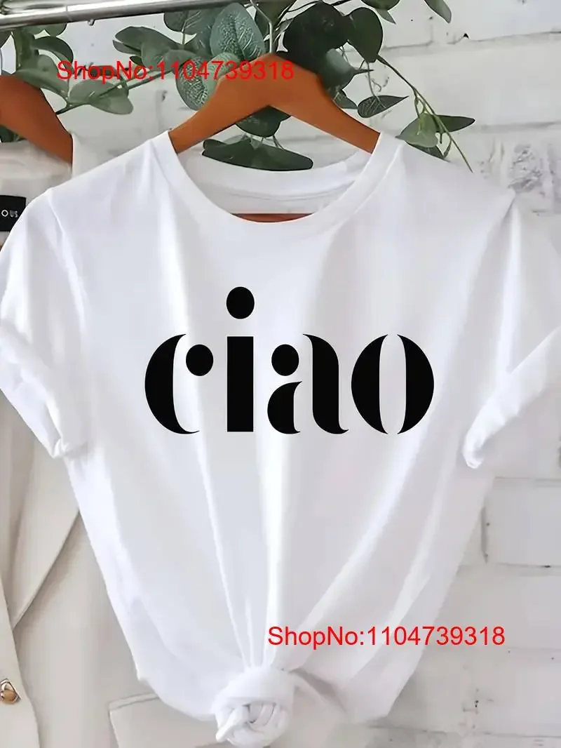 

Топ-футболка женская Ciao с буквенным принтом женская повседневная базовая Te винтажная стираная слегка дизайнерская одежда дышащая мягкая