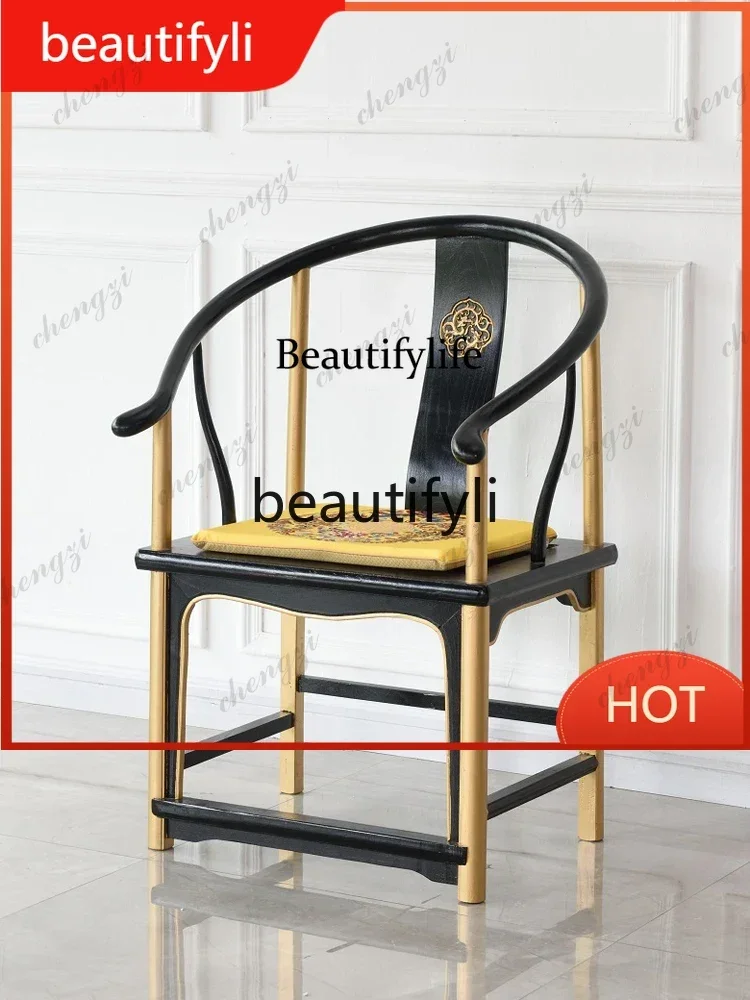 D5556 CChinese all-solid wood original high-back zen chair comes out, tea room armchair surrounding chair Taishi chair C6601