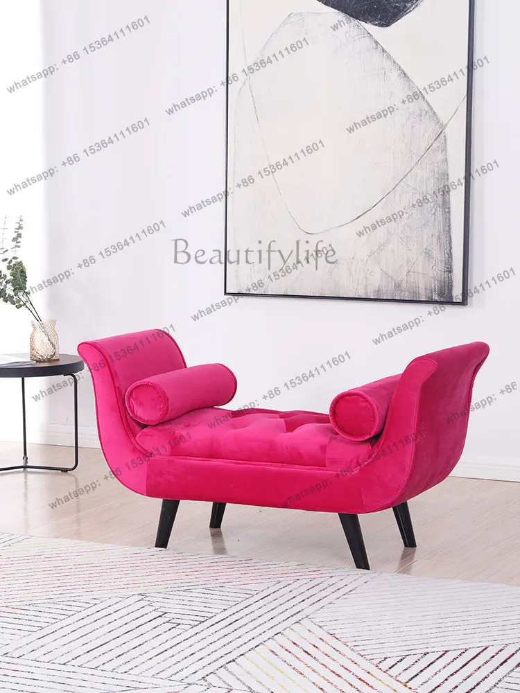 American fabric foot stool modern minimalist Nordic bedroom shoe changing stool