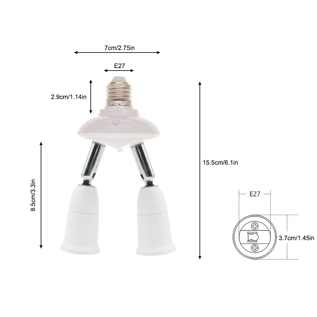 E27 Splitter 3A Regulowane gniazdo żarówki Adapter światła Przedłużacz uchwytu oświetlenia wielokrotnego użytku do użytku domowego 1 do 3