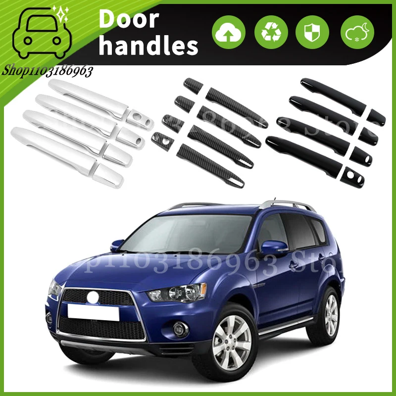 

For Mitsubishi Outlander 2006-2012 Black Chrome Car Door Handle Cover Trim Styling Accessories Car Stickers Auto Accessories