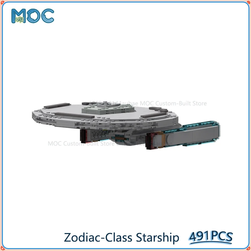 

Строительные блоки MOC, звездный корабль класса зодиака, гладкое издание, сделай сам, сборка кирпичей, космическая коллекция, креативные рождественские игрушки, подарки, 491 шт.