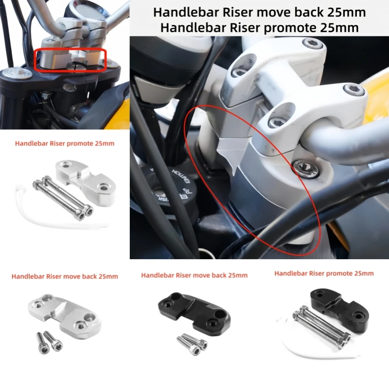 Motorcycle Handlebar Riser move back 25mm handlebar height code Vertical clamp pipe height enhancer For Ducati 400 800 1100