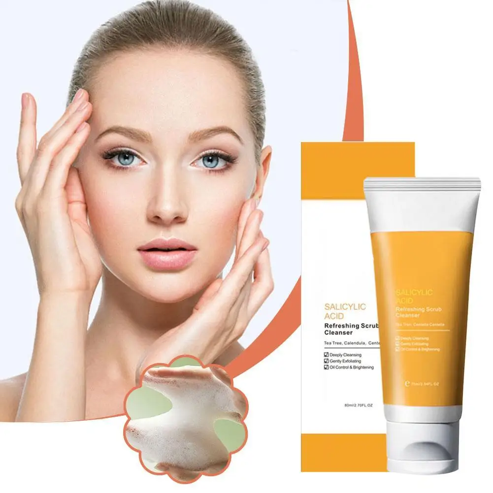 Salicylic Acid Whitening Facial Cleanser Refreshing Scrub Moisturizing Facial Cleanser Ance Spots Remover Soothing Skin