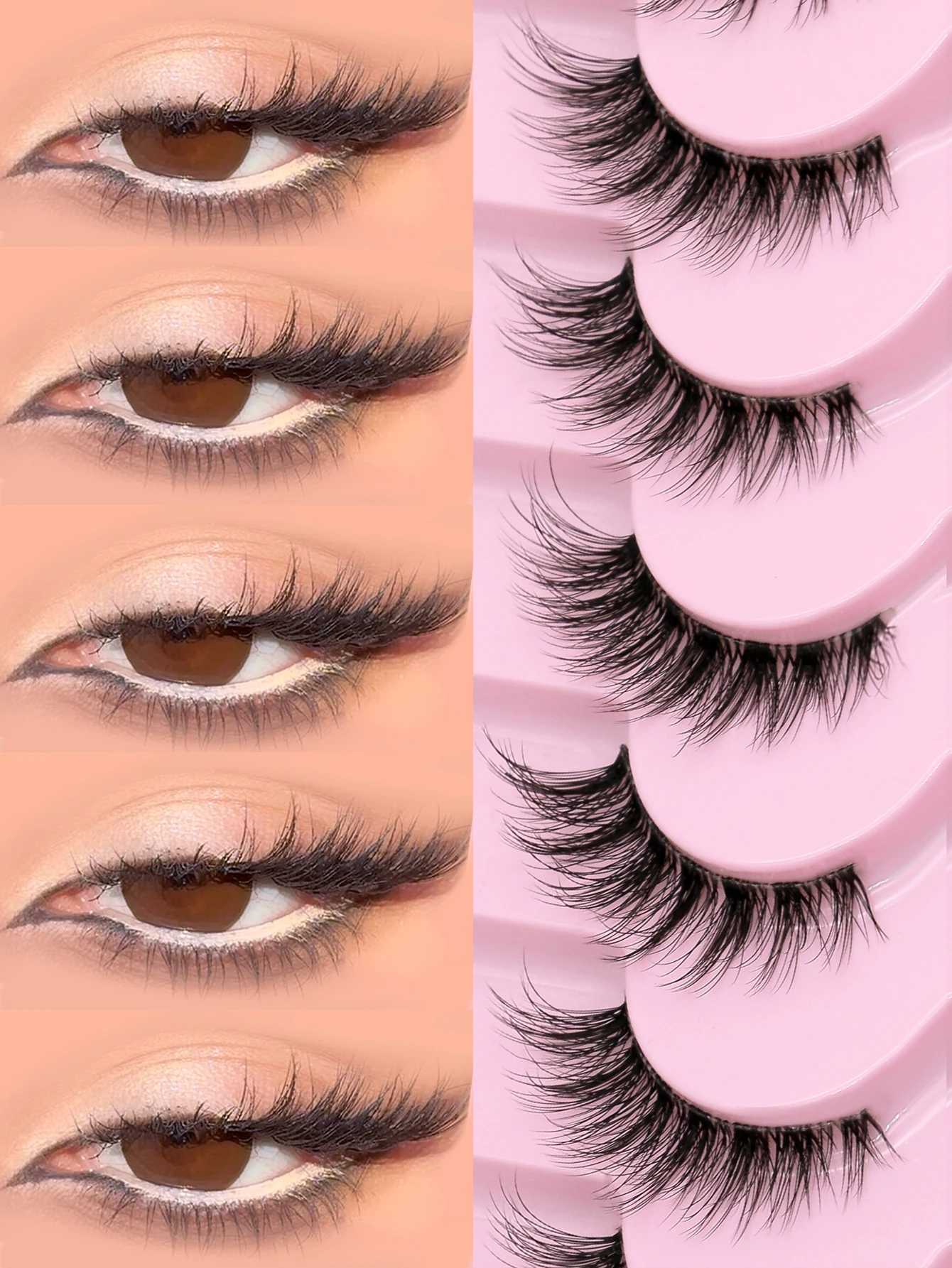 GROINNEYA Half Lashes Natural Lashes Wispy Lashes Natural Look False Eyelashes Nvisible Band Eyeashe Soft Fluffy Lashes