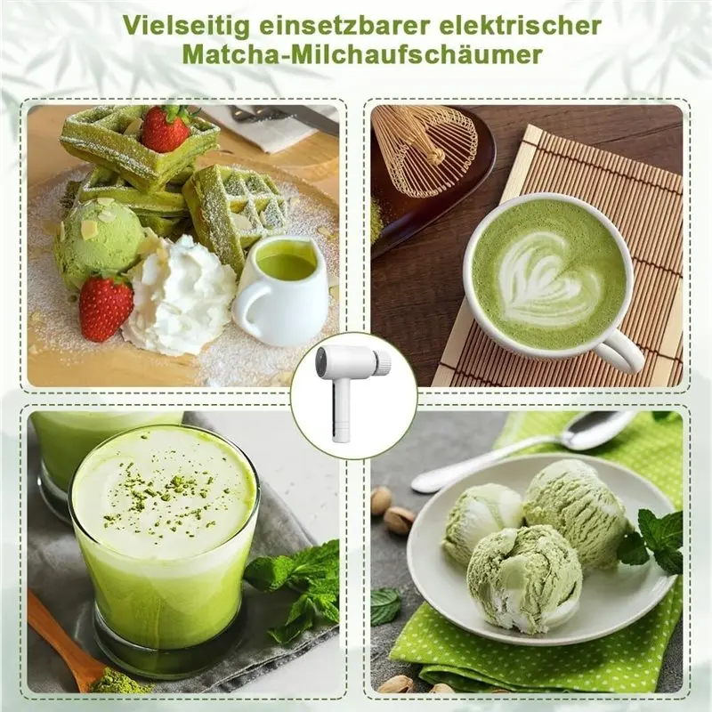YANA35R Matcha Whisk Electric, 3 Speeds, Electric Matcha Frother Kitchen Helper, Rechargeable, For Latte, Cappuccino, Green Tea