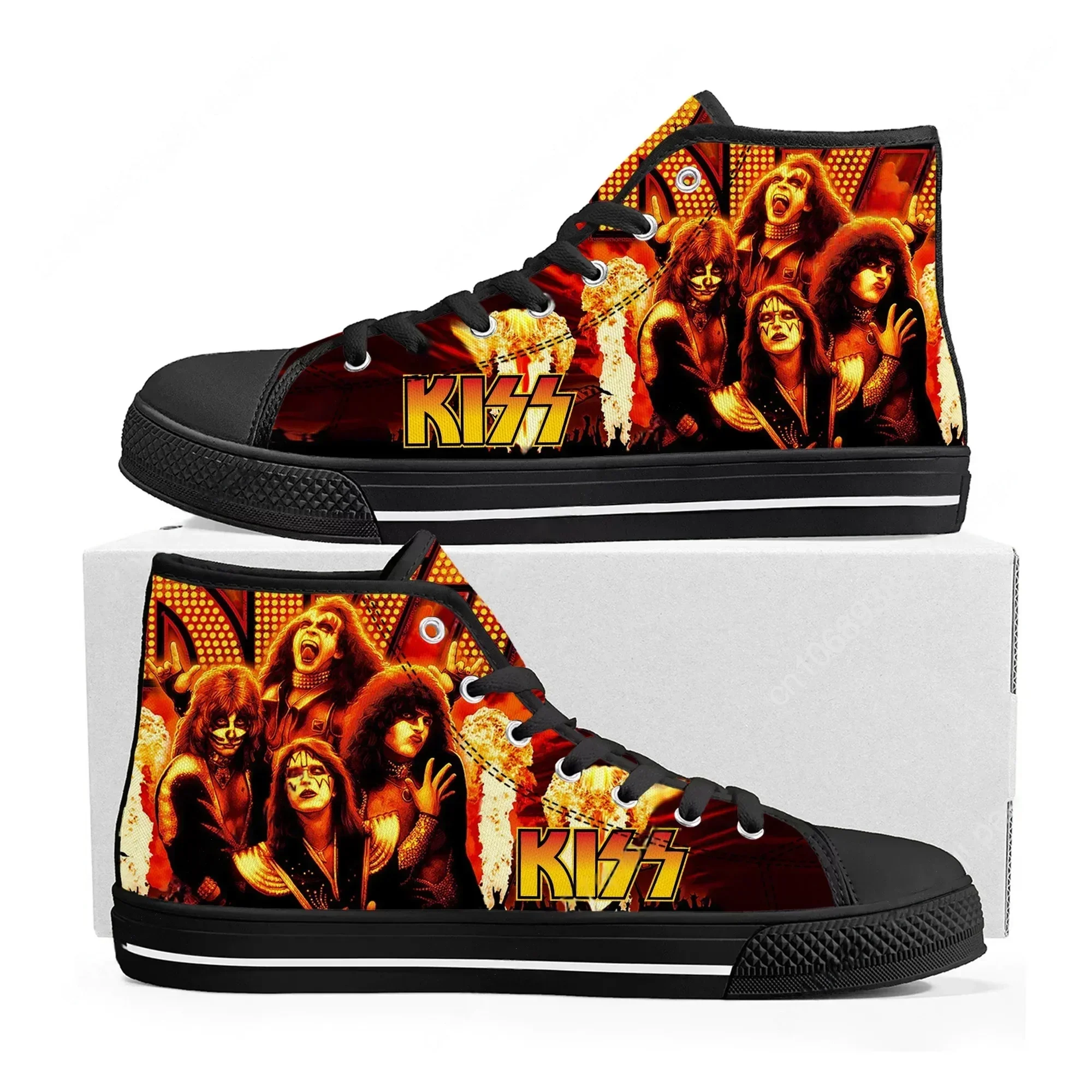Heavy Metal Kiss Rock Band High Top High Quality Sneakers Mens Womens Teenager Canvas Sneaker Casual Couple Shoes Custom Shoe