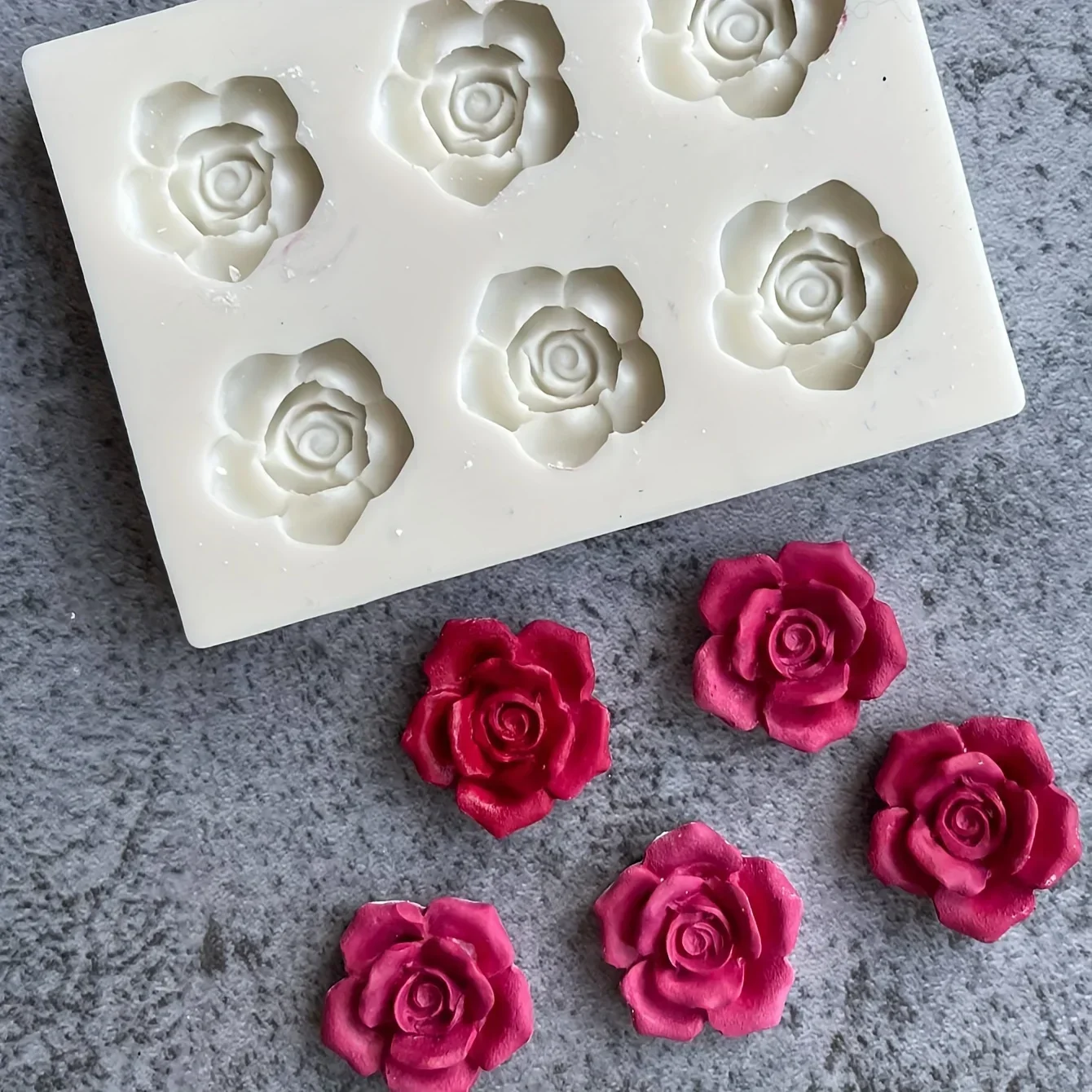 1 Stück 6-fach Rosenblüten-Silikonform für Aromatherapie-Kerzen und handgemachte Seifen - Bastelbedarf – Detail 1