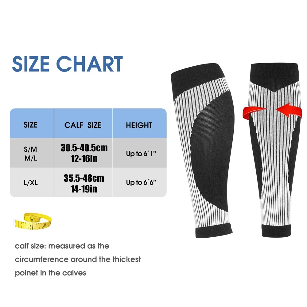 1Pair Calf Compression Sleeves For Women & Men, Leg Support Sports Socks For Pain Relief, Recovery, Running, Travel, Cycling