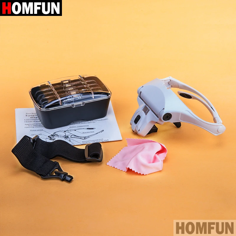 HOMFUN Pittura Diamante Ricamo 1.0X 1.5X 2.0X 2.5X 3.5X Regolabile 5 Lenti Lente di Ingrandimento HA CONDOTTO LA Luce Della Fascia Lente di