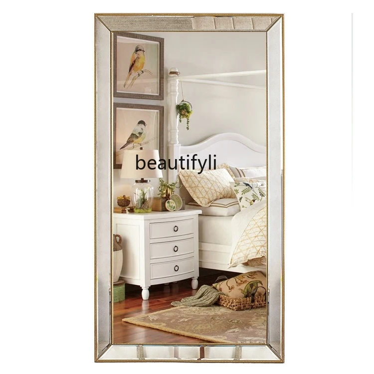 

European luxury clothing store full-body mirror, rectangular cloakroom large mirror, bedroom fitting mirror