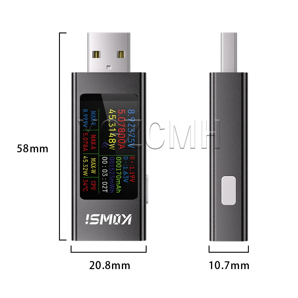 USB Tester DC Voltmeter Digital Display Ammeter Power Meter Charging Tester DC 4-30V 6.5A Current Voltage Monitor KWS-MX23