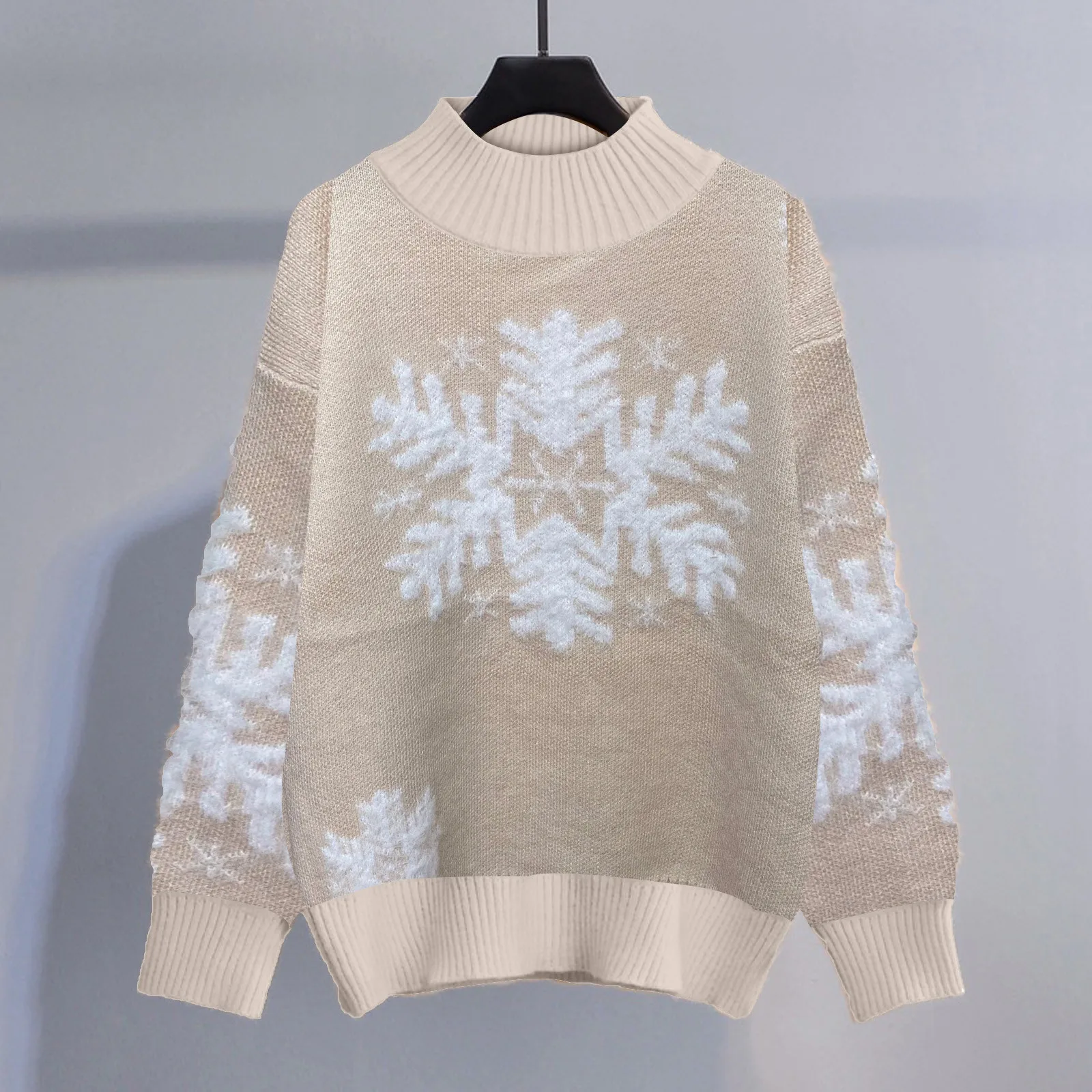 2024 Autumn Winter Red Knitted O Neck Pullovers New Year Clothes New In Snowflake Gold Thread Elk Christmas Sweater Women