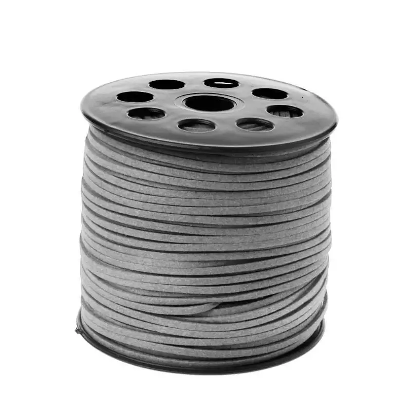 A52E Faux Suede Beading Cord with Roll Spool Black Leather String Thread Cord