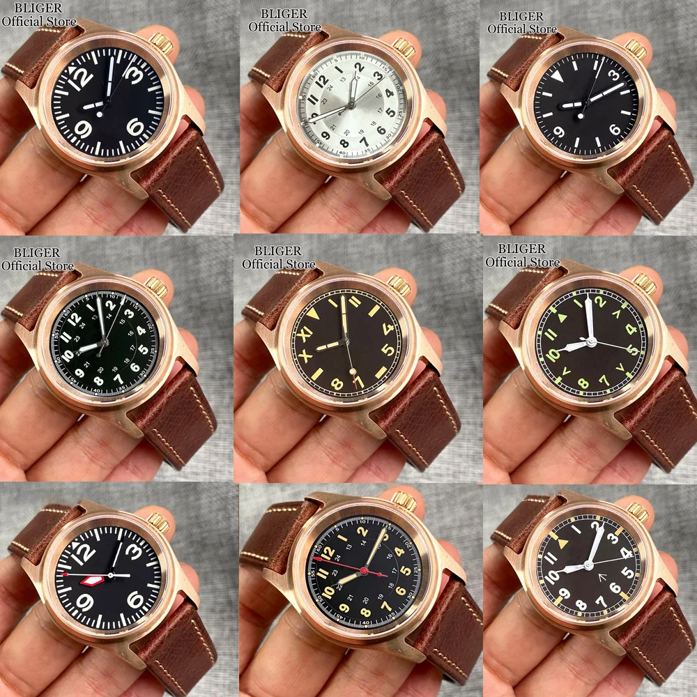 Tandorio CUSN8 Solid Bronze 36mm NH35A 200M Waterproof Dive Automatic Men Watch Luminous Brushed Case Sapphire Glass Pilot Style