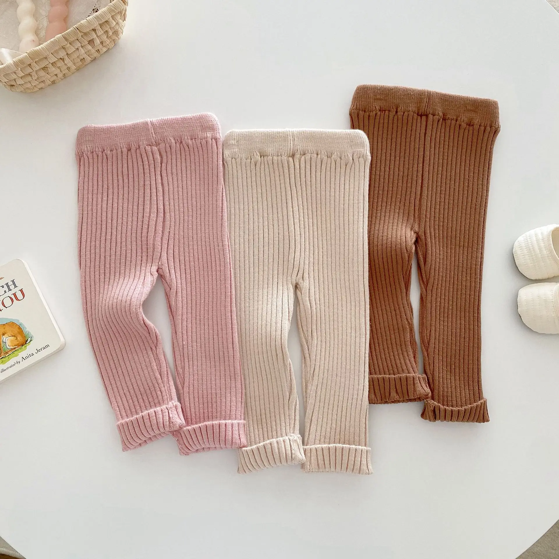 MILANCEL New Autumn Kids Knitted Leggings 0-5Y Girls Cute Cartoon Skinny Pants Children\'s Baby Pit Strip Trousers