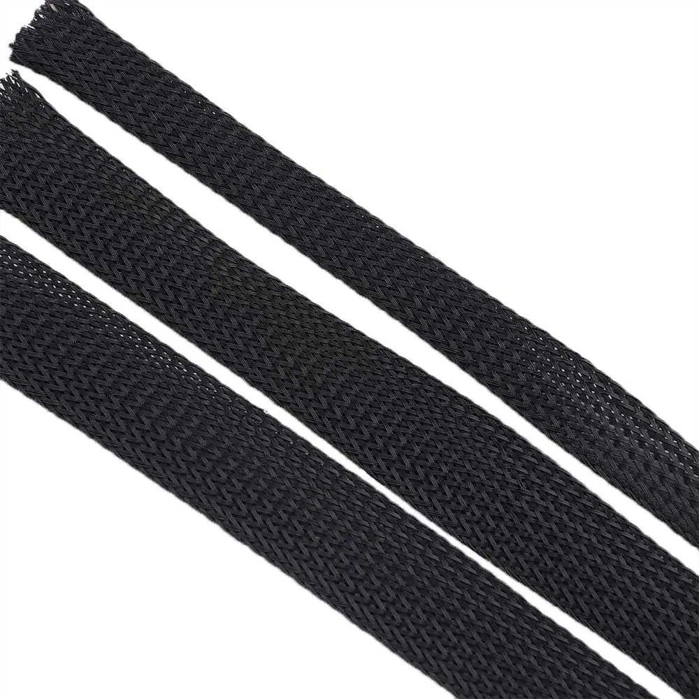 Black Gland Tight PET Protection Cable Insulation Wire Braid Sleeving