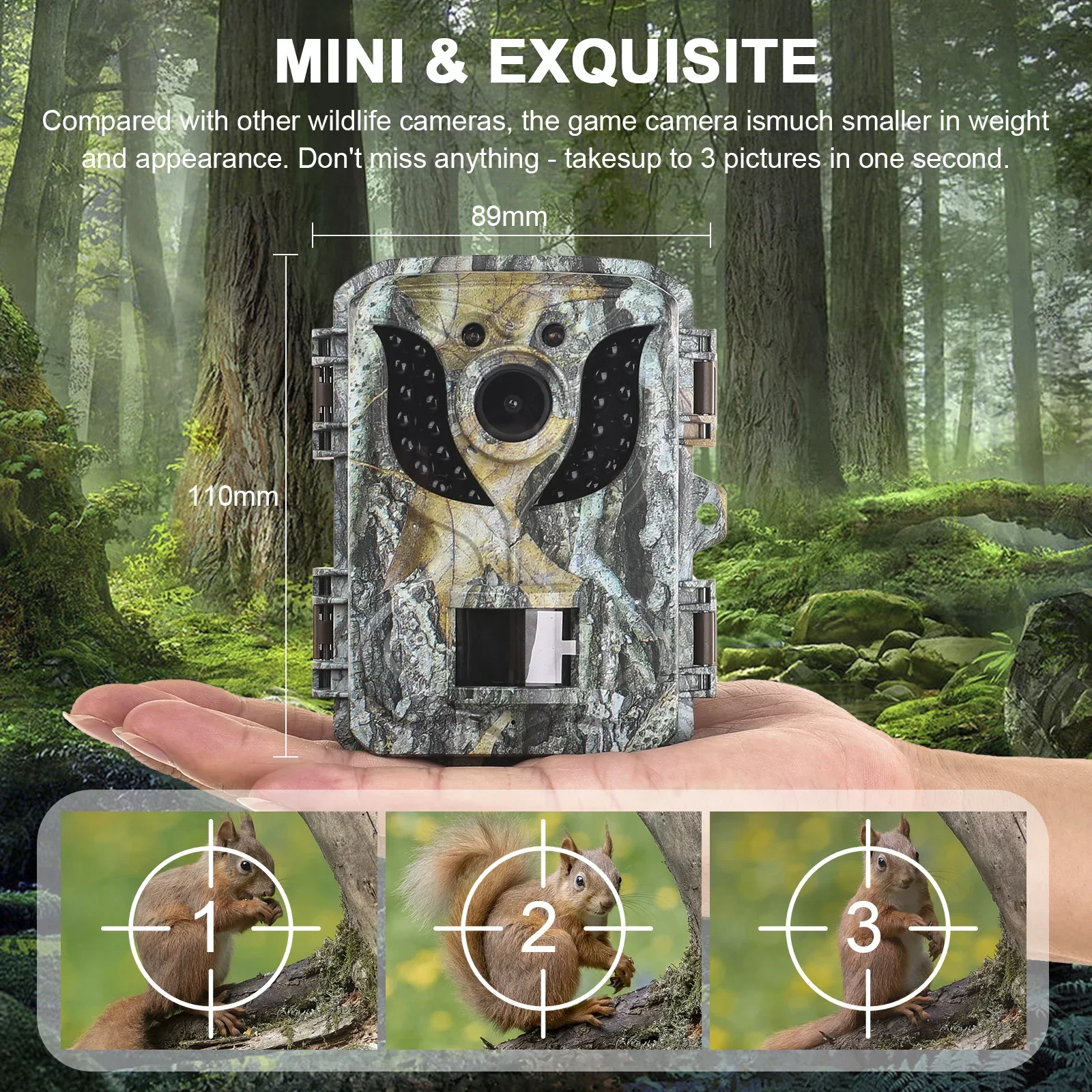 DL005 Mini Hunting Trail Camera HD 16MP 1080P Infrared Night Vision Waterproof Wildlife Camera for Monitoring Animal Observation