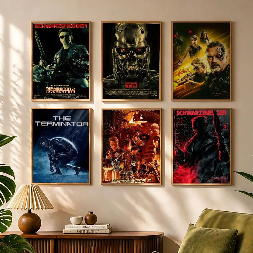 Classic Movie T-The Terminator Painting Calligraphy Canvas HD Poster Waterproof Fade Resistant Wall Art Print for Home Decor