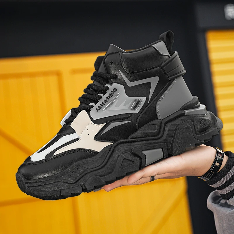 أحذية رياضية رجالية عصرية ذات نعل سميك أحذية لزيادة الارتفاع أحذية رياضية غير رسمية أحذية رجالية متعددة الاستخدامات أحذية تزلج