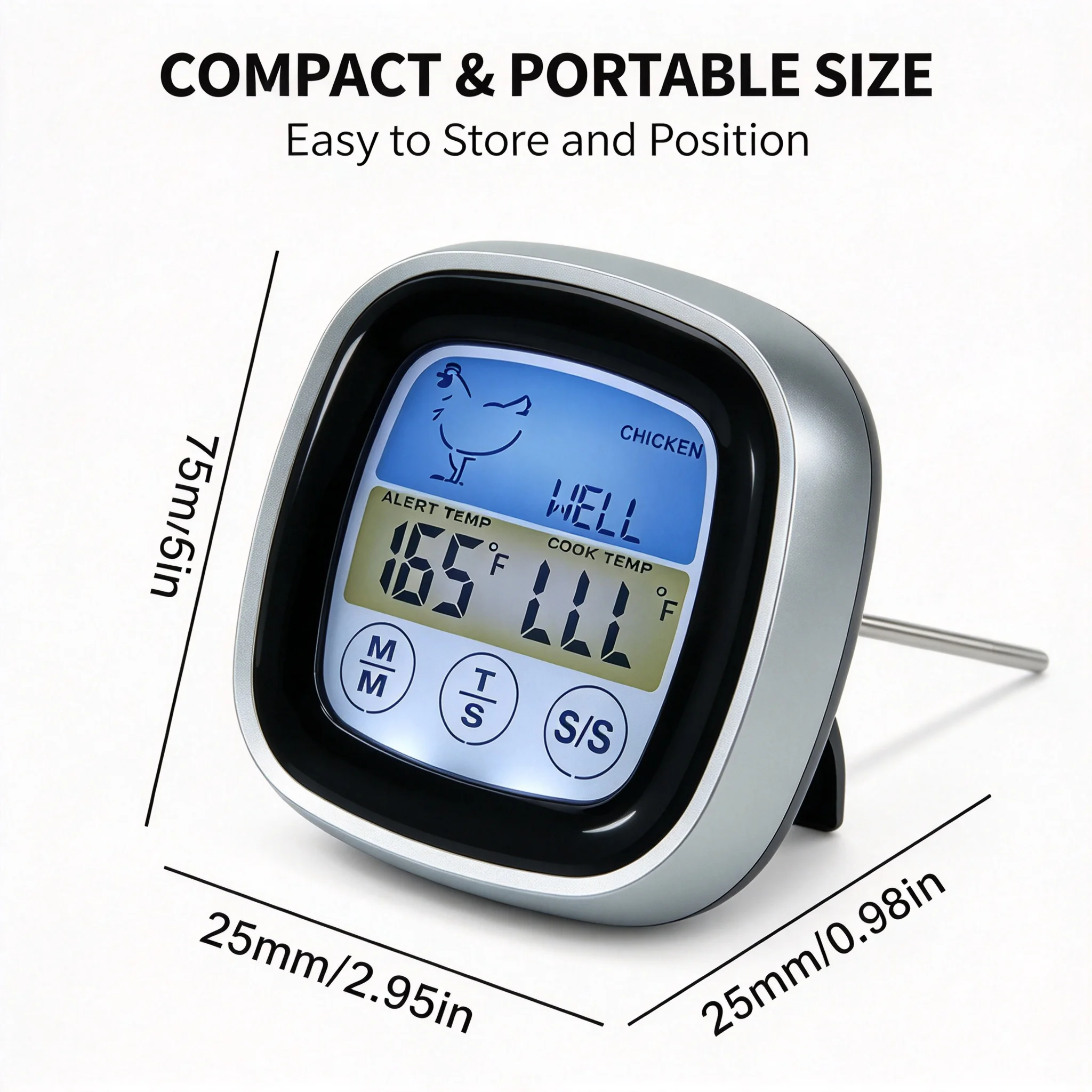 Digital Kitchen Thermometer Probe Touch Screen Meat Barbecue Food Temperature Measure Tool Steak BBQ Timer Cooking Tools