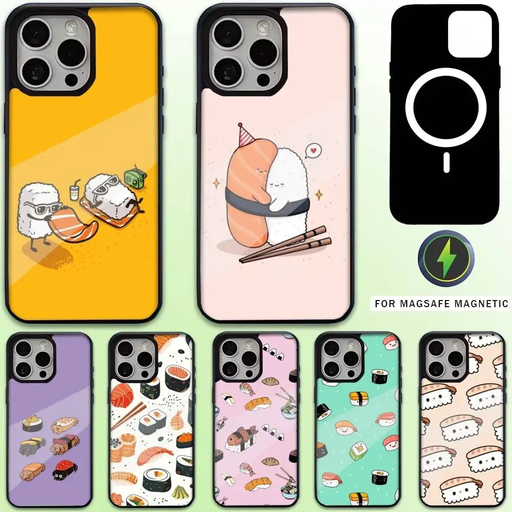 

Kawaii Sushi Party Phone Case For iPhone17,16,15,14,13,12,11 Plus,Pro Max Magnetic Magsafe Wireless Charging