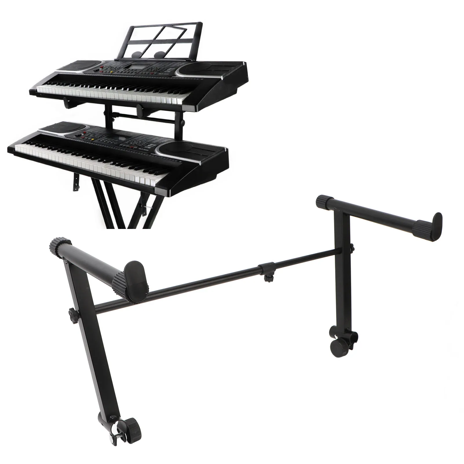Piano Keyboard Stand Riser Keyboard Stand Extension Adapter Metal Structure High Load Capacity for Round Tube Instrument Rack