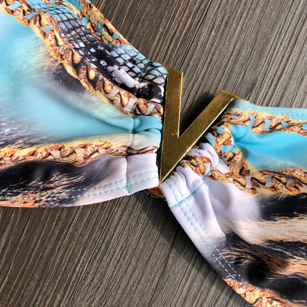 ชุดว่ายน้ํา 2025 ผู้หญิงเซ็กซี่ Micro ชุดบิกินี่พิมพ์ชุดว่ายน้ําหญิง Bandeau High CUT ชุดว่ายน้ําบิกินี่ที่ไม่มีสายหนัง