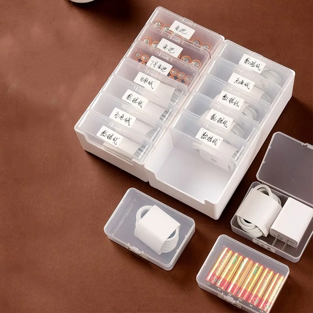 Clear Data Cable Storage Box Durable Messy-Free Cable Organizer Box Plastic Reusable Desktop Cable Organizer Travel Ready