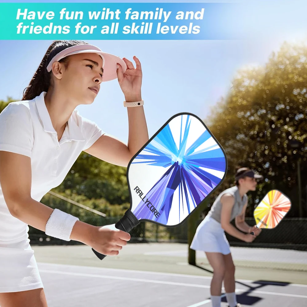

Набор ракеток Pickleball из 2 шт. с сумкой для переноски, полипропиленовые сотовые сердечники из стекловолокна для лица для взрослых и молодежи, в помещении и на открытом воздухе