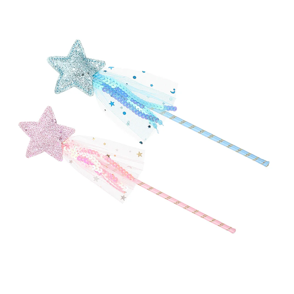 ไม้กายสิทธิ์รูปดาว 2 ชิ้น เนื้อสัมผัสเรียบเนียนสวยงาม สำหรับงานปาร์ตี้เด็ก คอสเพลย์ ไม้กายสิทธิ์นางฟ้า อุปกรณ์ประกอบฉากถ่ายภาพ