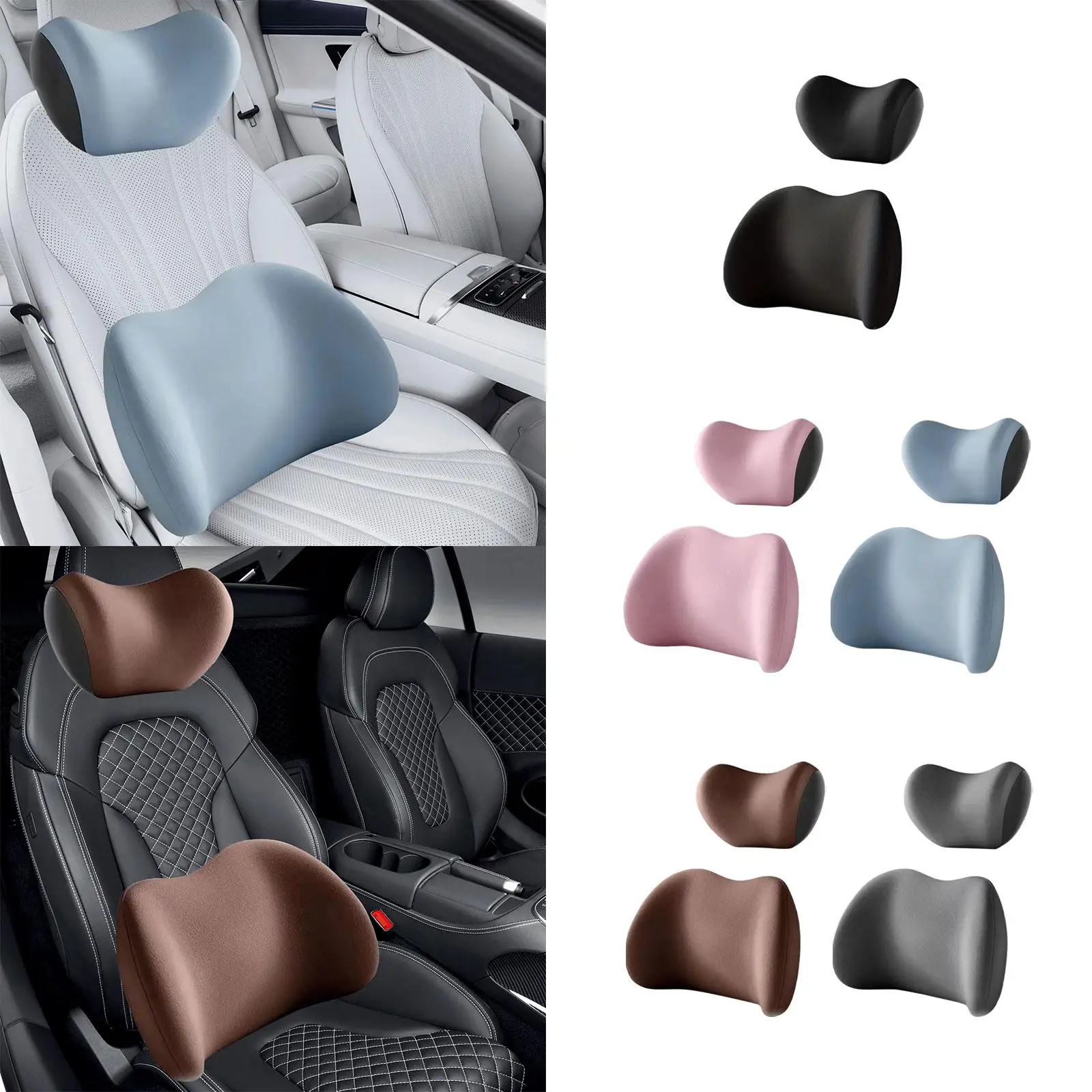 Car Pillow Cushion Kit Lumbar Support Pillow Utility Easy Installation Headrest